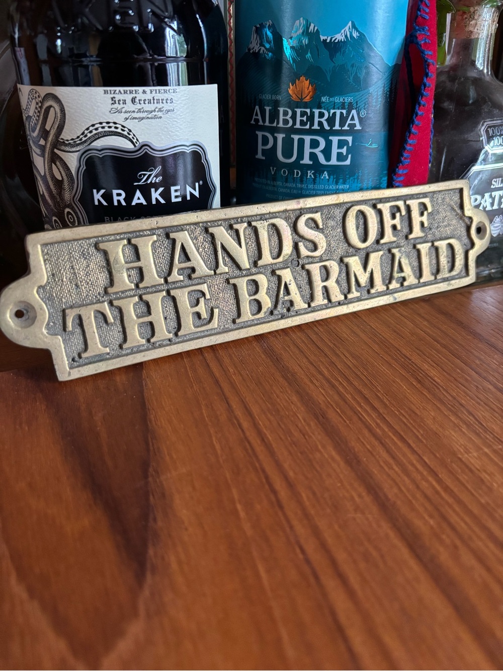 Cast Iron "Hands Off The Barmaid" Plaque
